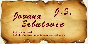 Jovana Srbulović vizit kartica